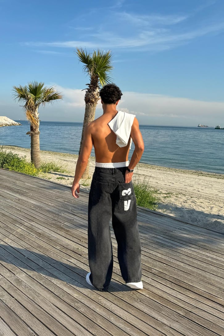 Lover Baskı Detay Baggy Jean