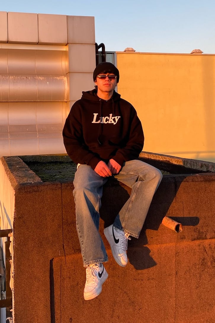 Lucky Me Oversize Printed Premium Hoodie