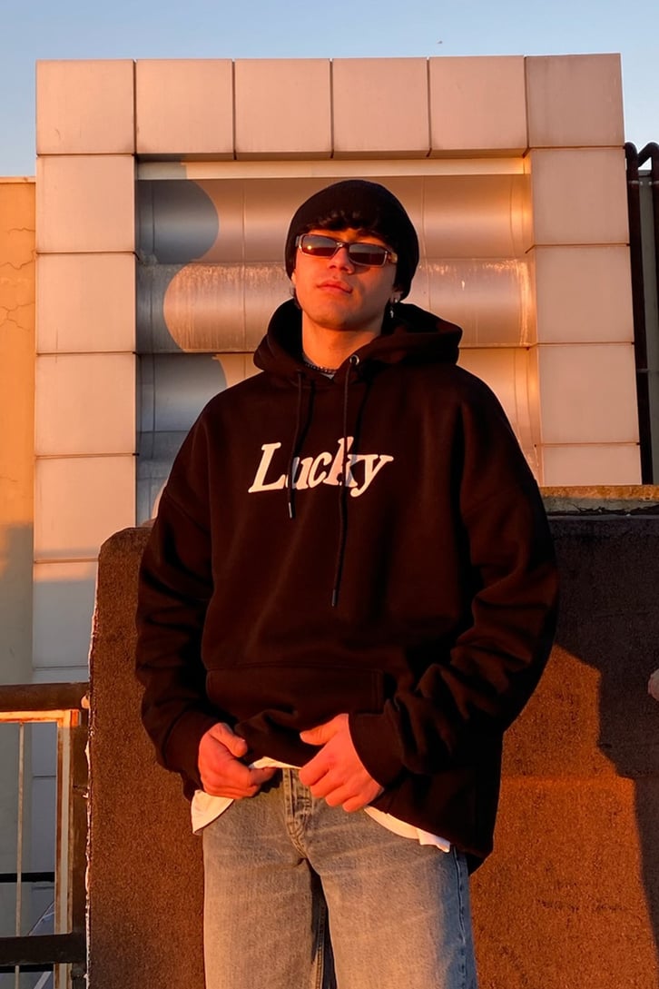 Lucky Me Oversize Printed Premium Hoodie
