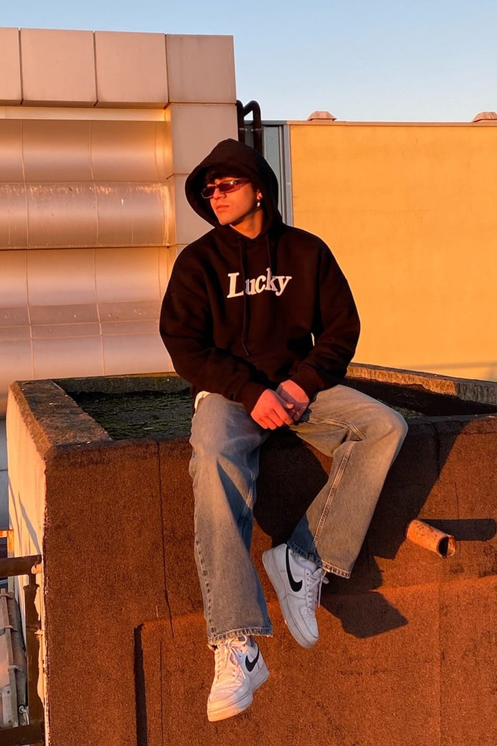 Lucky Me Oversize Printed Premium Hoodie