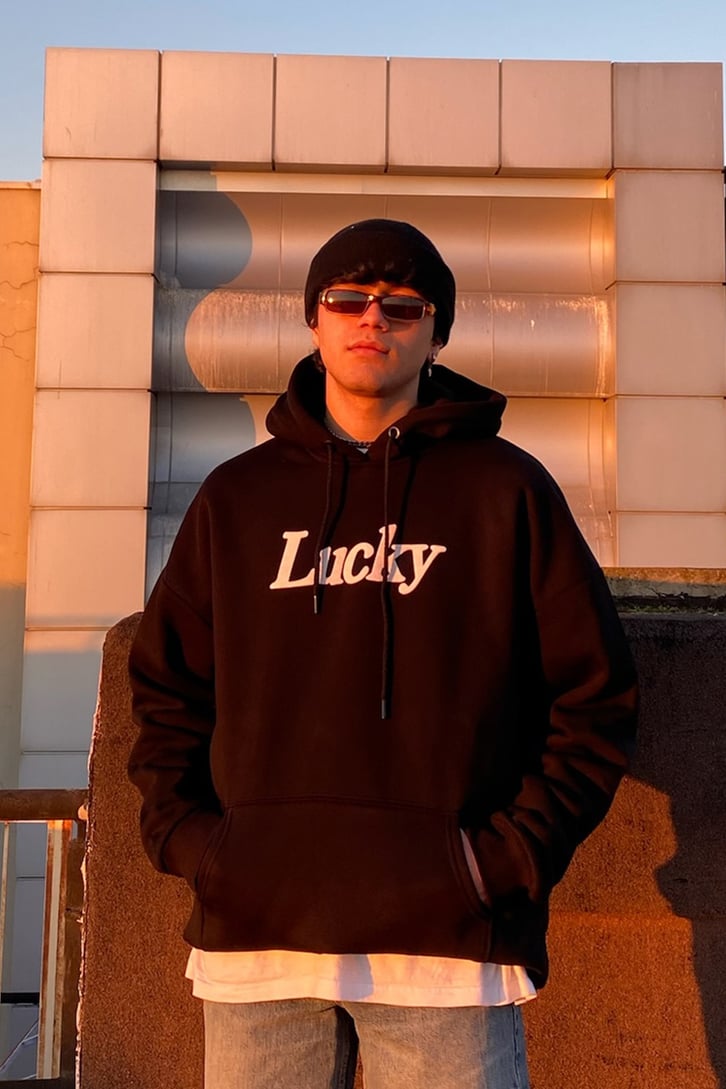 Lucky Me Oversize Printed Premium Hoodie