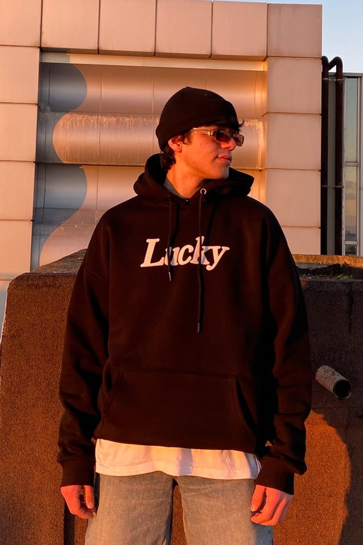 Lucky Me Oversize Printed Premium Hoodie