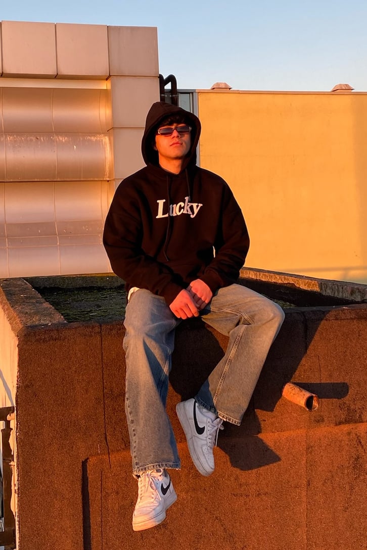 Lucky Me Oversize Printed Premium Hoodie