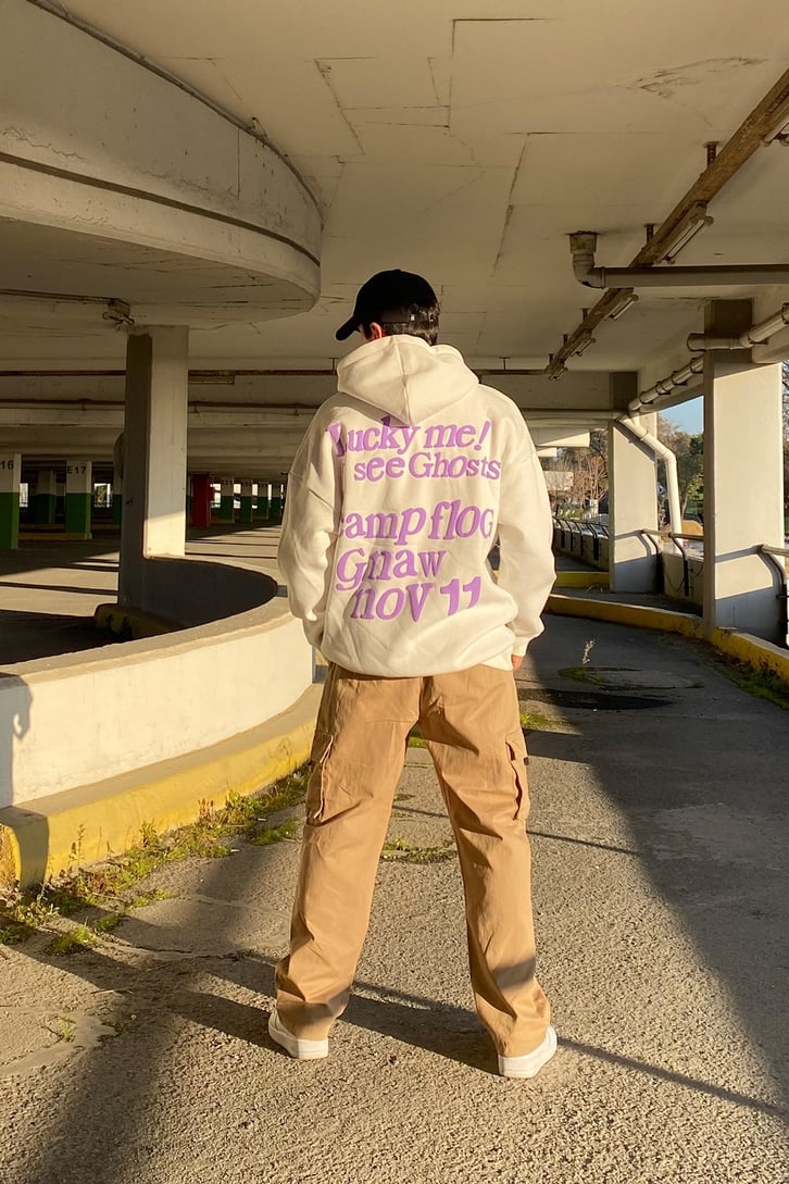 LUCKY YAZI BASKILI OVERIZE HOODIE