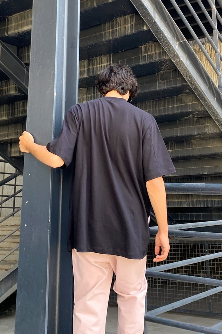 Lusifer Baskılı Siyah Oversize Tshirt