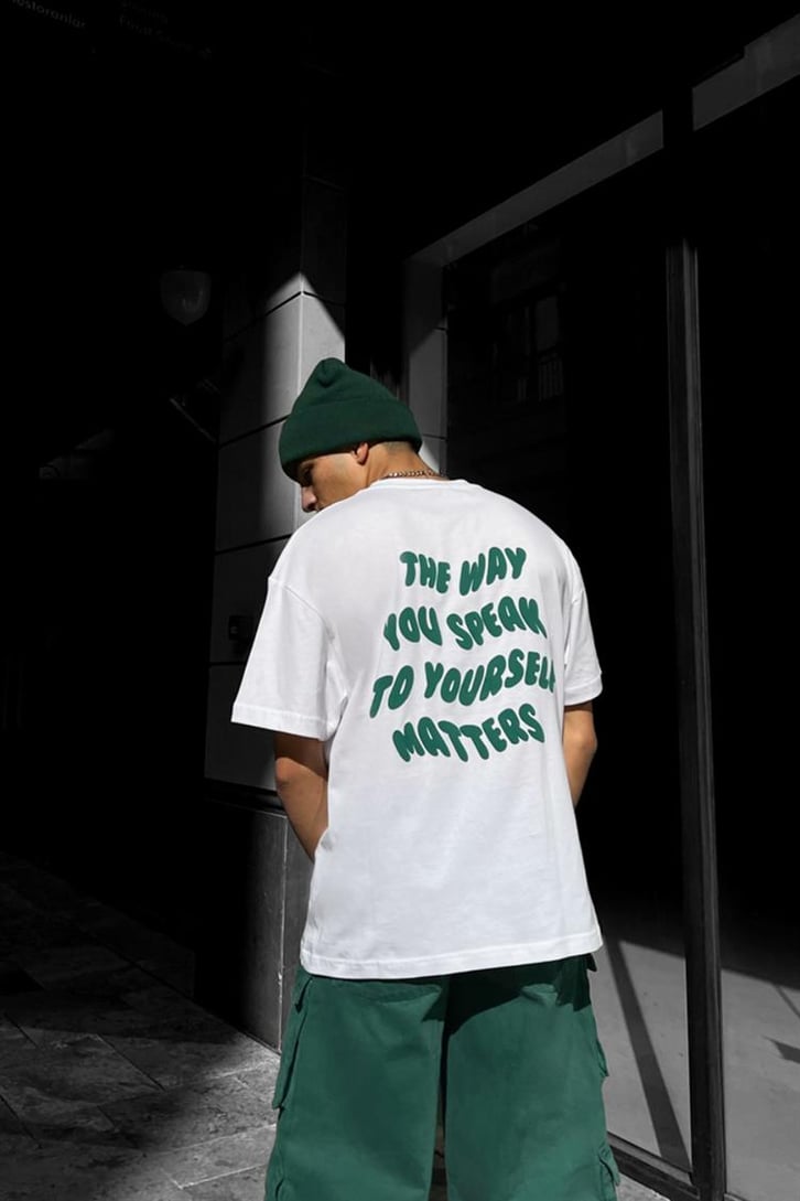 Luxe to Kill Baskılı Beyaz Oversize Tişört