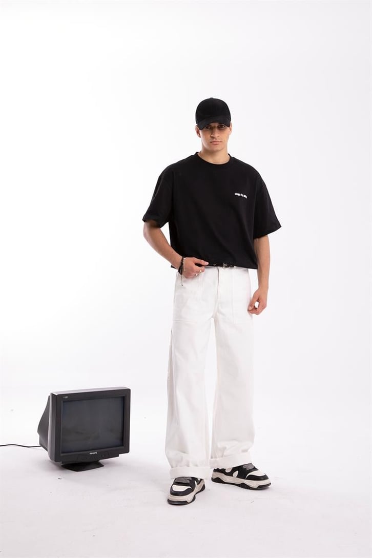 Luxe to Kill Baskılı Siyah Oversize Tişört