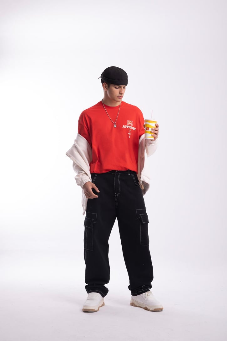 M Apple Baskılı Oversize Tshirt