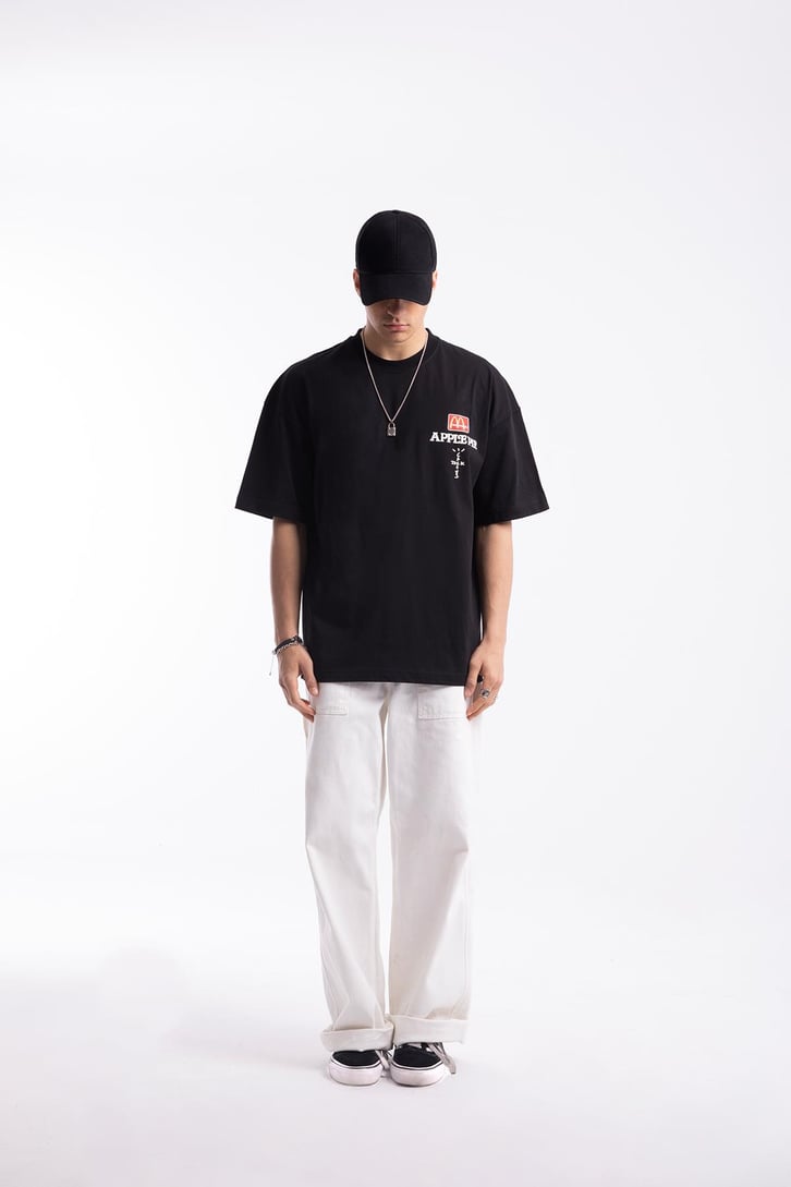 M Apple Baskılı Oversize Tshirt
