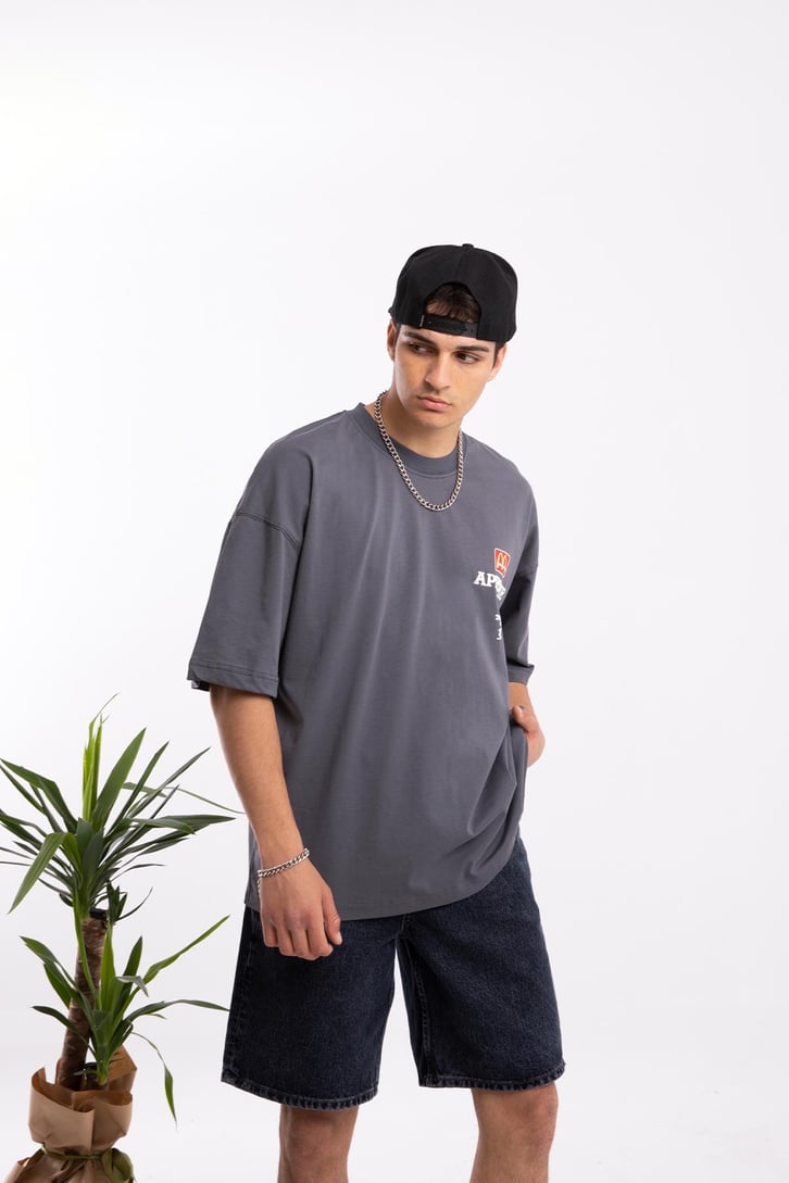 M Apple Baskılı Oversize Tshirt