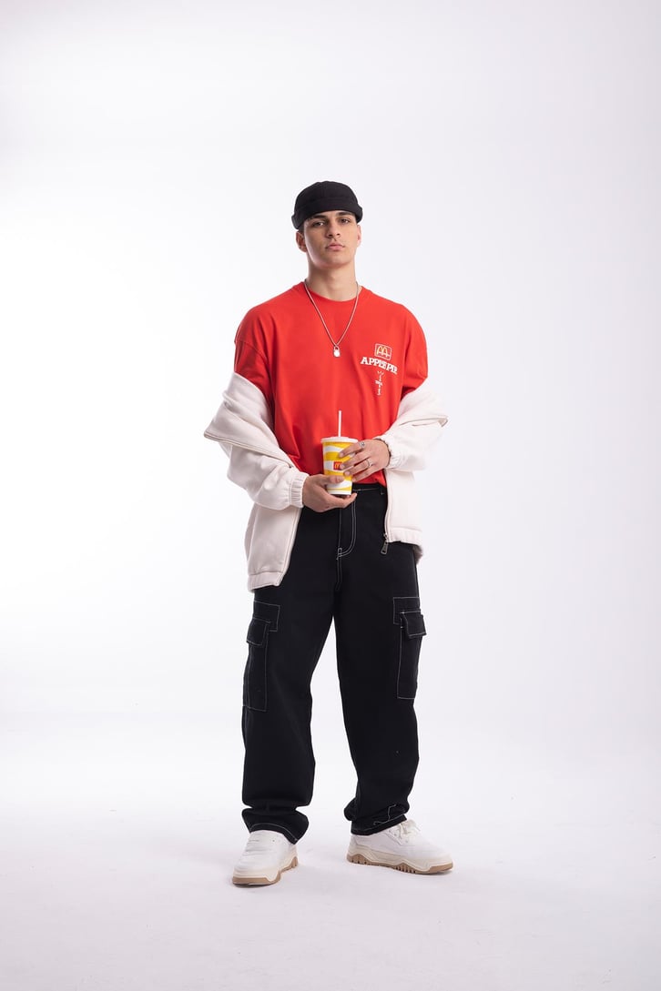 M Apple Baskılı Oversize Tshirt