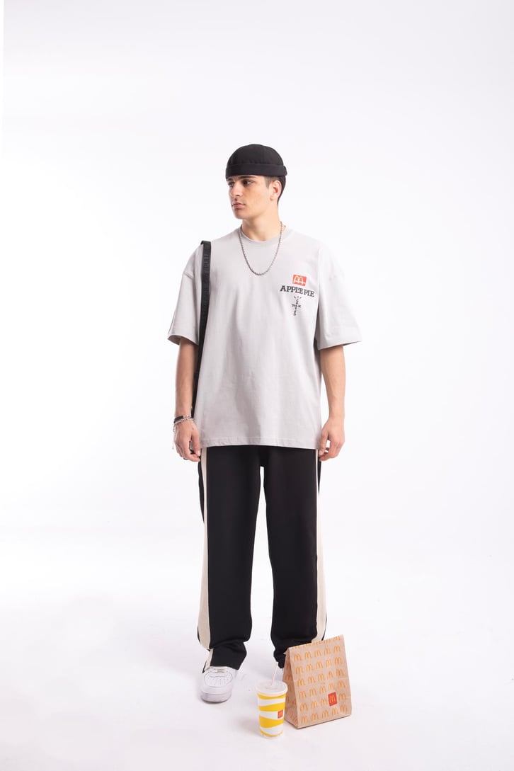 M Apple Baskılı Oversize Tshirt