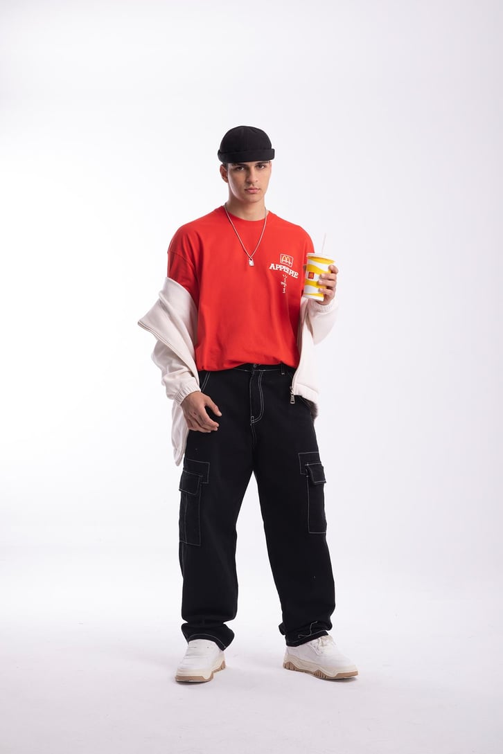 M Apple Baskılı Oversize Tshirt