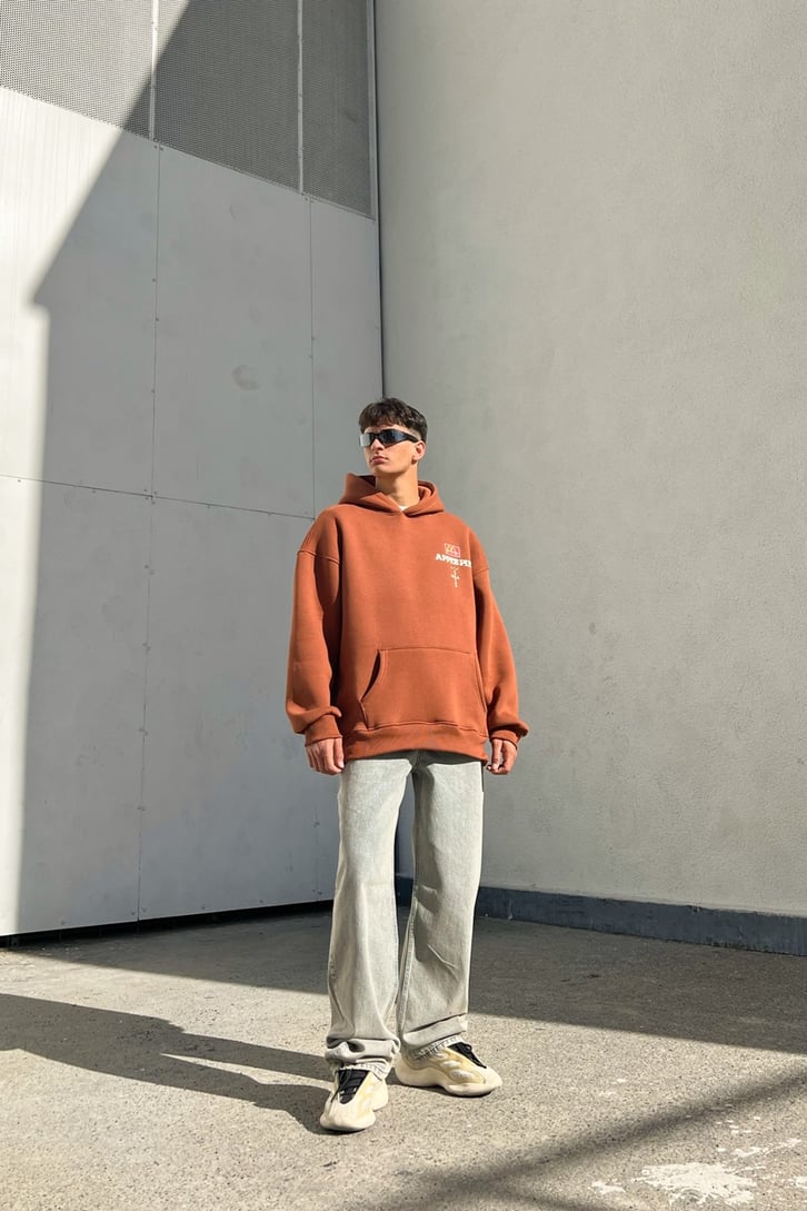 M Apple Pie Baskılı Kiremit Oversize Sweatshirt