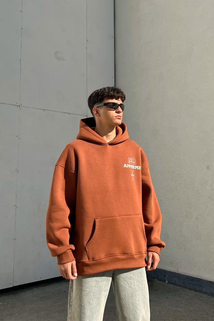 M Apple Pie Baskılı Kiremit Oversize Sweatshirt