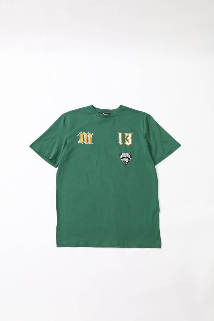 M Nakışlı Yeşil Oversize Tshirt