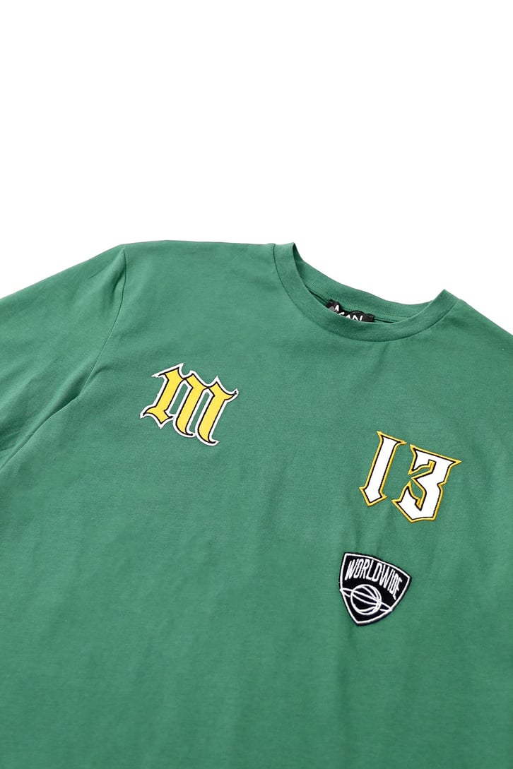 M Nakışlı Yeşil Oversize Tshirt
