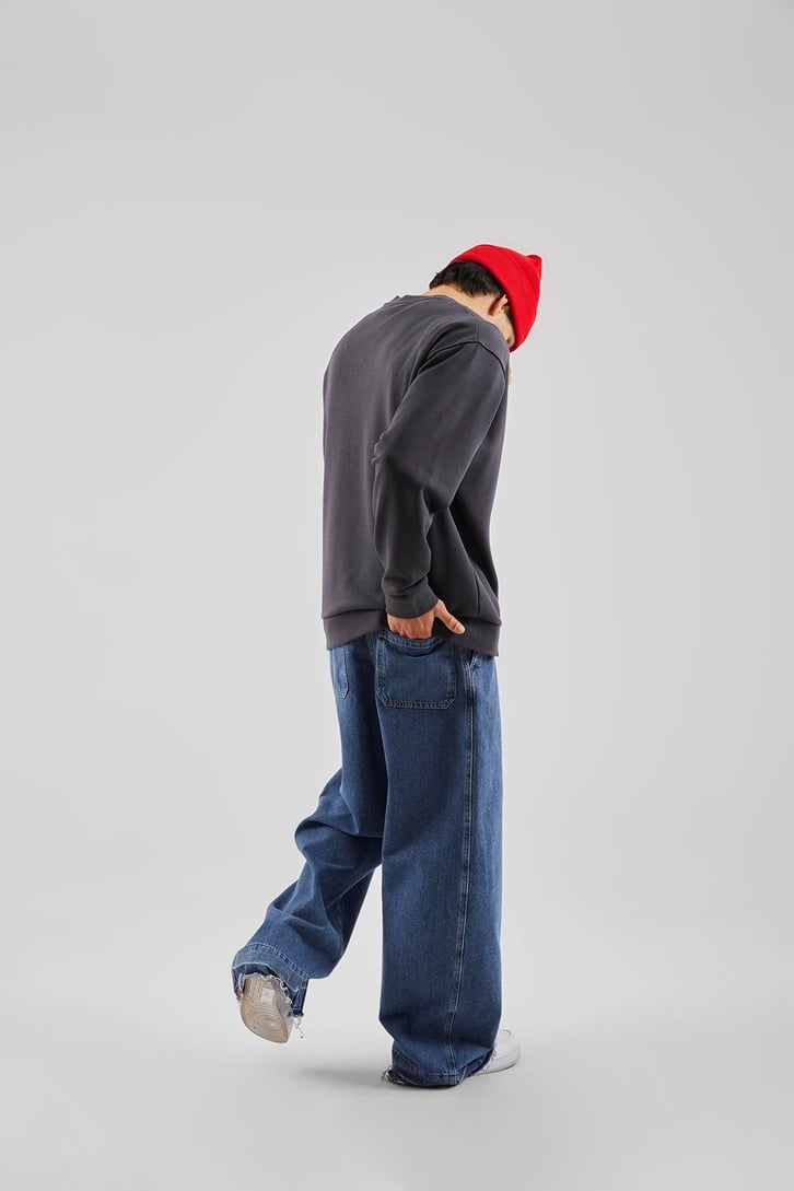 Mad Baskılı Antrasit Oversize Sweatshirt