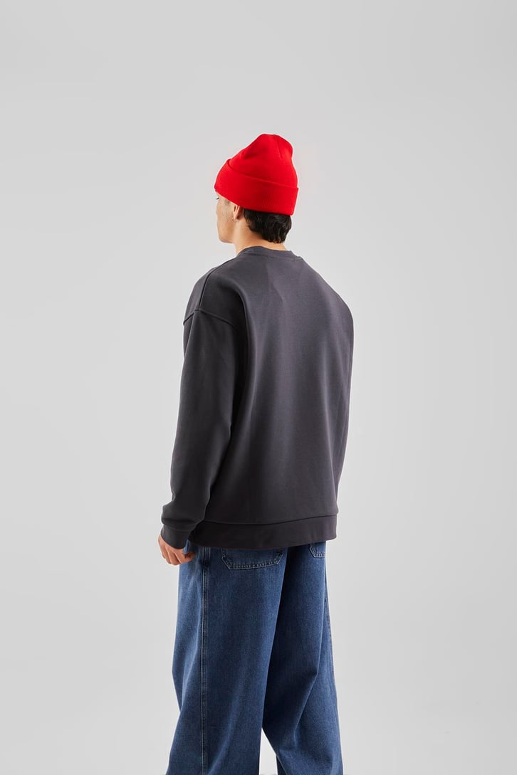 Mad Baskılı Antrasit Oversize Sweatshirt