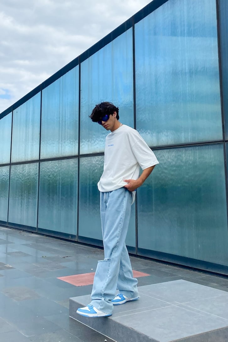 Maintain Balance Baskılı Ekru Oversize Tshirt