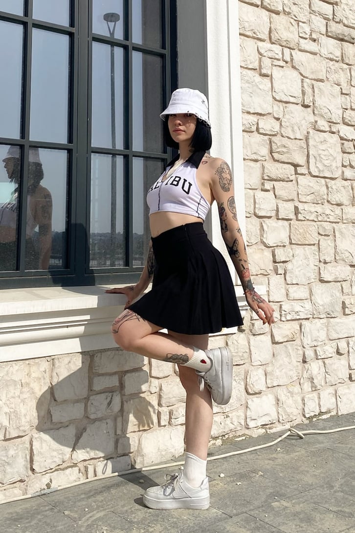 Malibu Sırt Dekolte Beyaz Crop