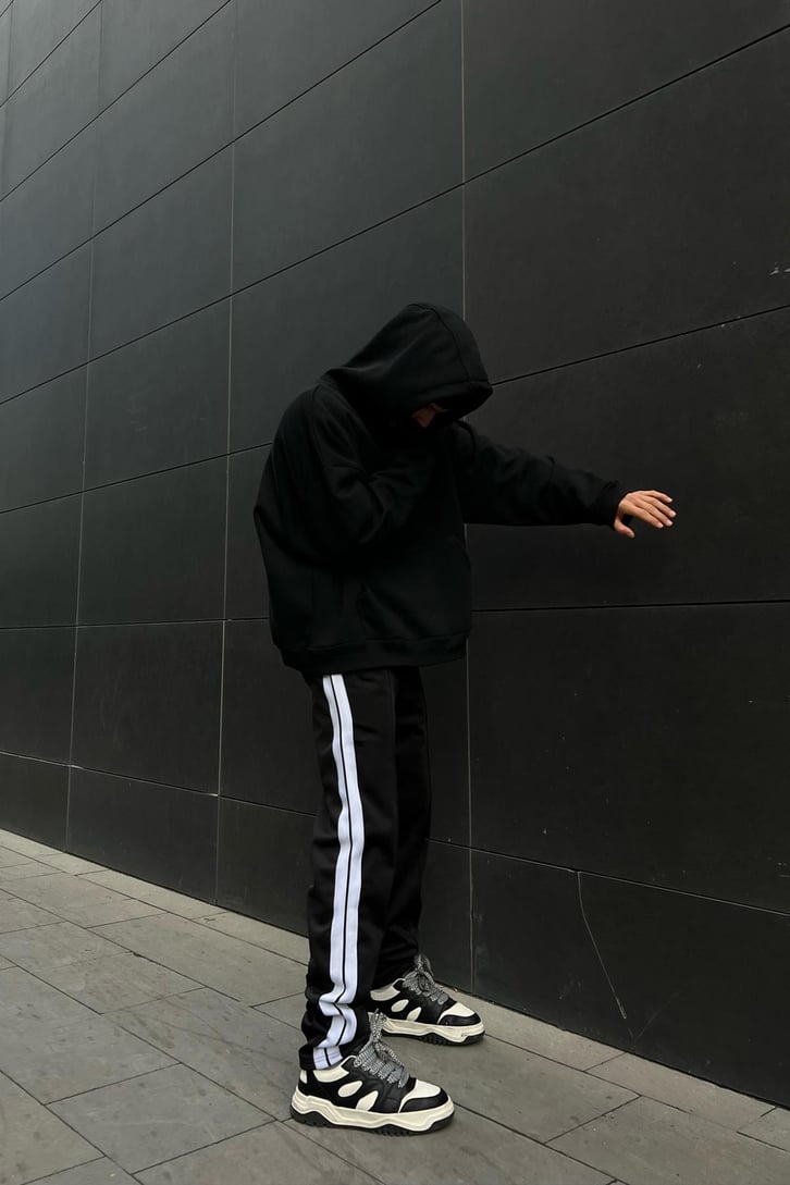 Man Ltd Şeritli Siyah Eşofman Altı
