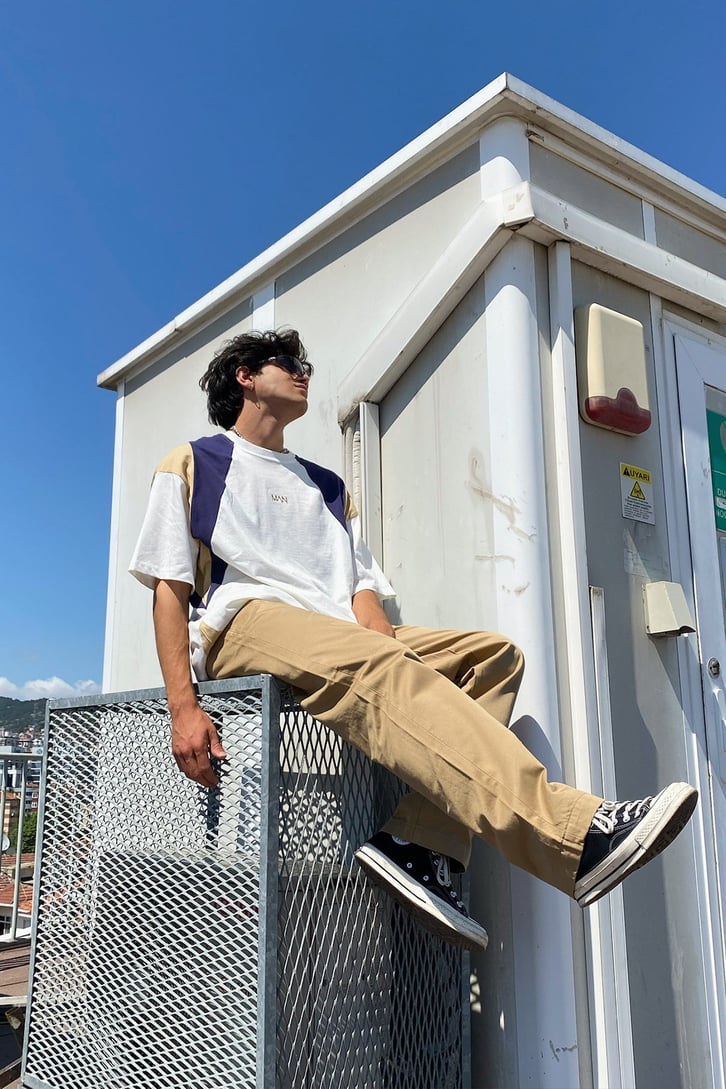 Man Nakışlı Oversize Tshirt