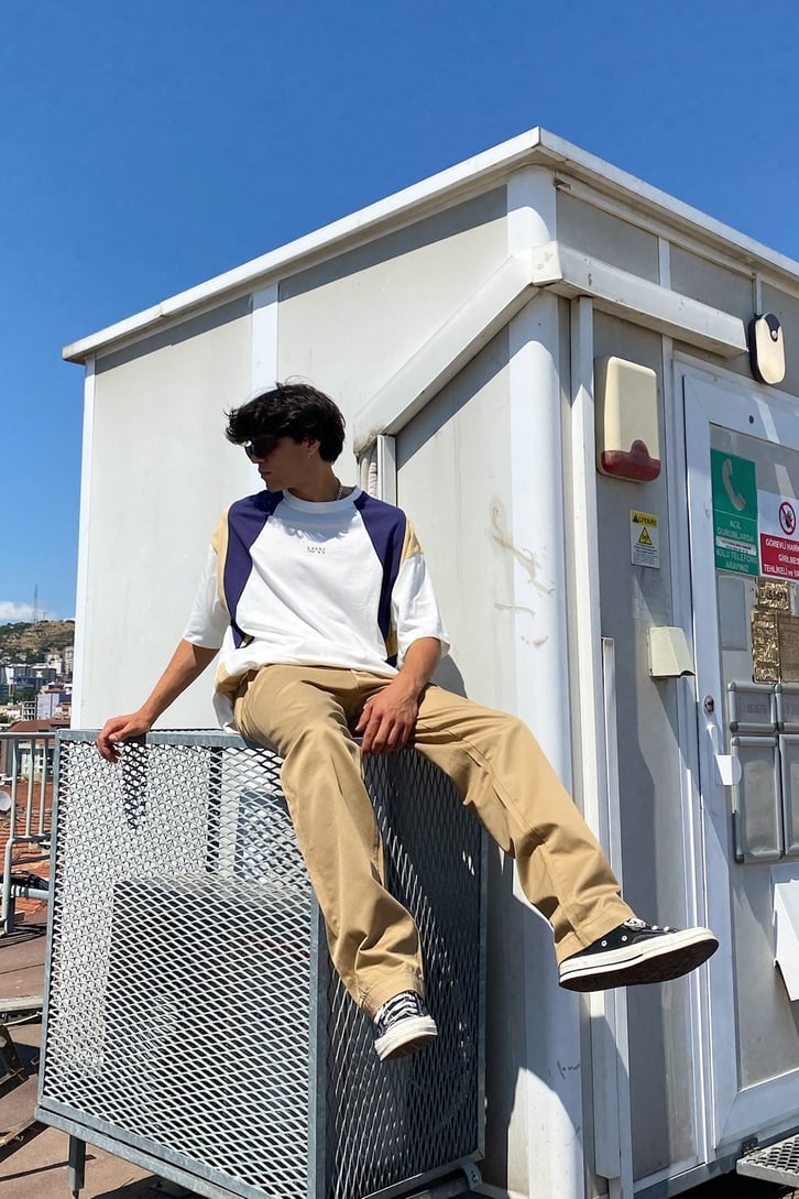 Man Nakışlı Oversize Tshirt