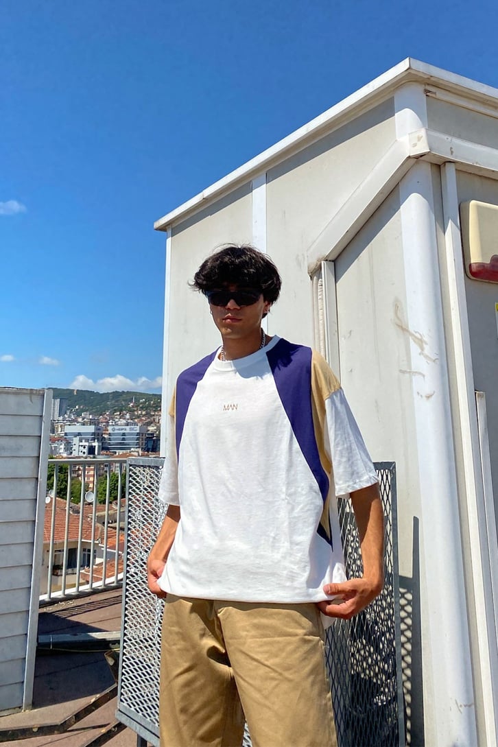 Man Nakışlı Oversize Tshirt