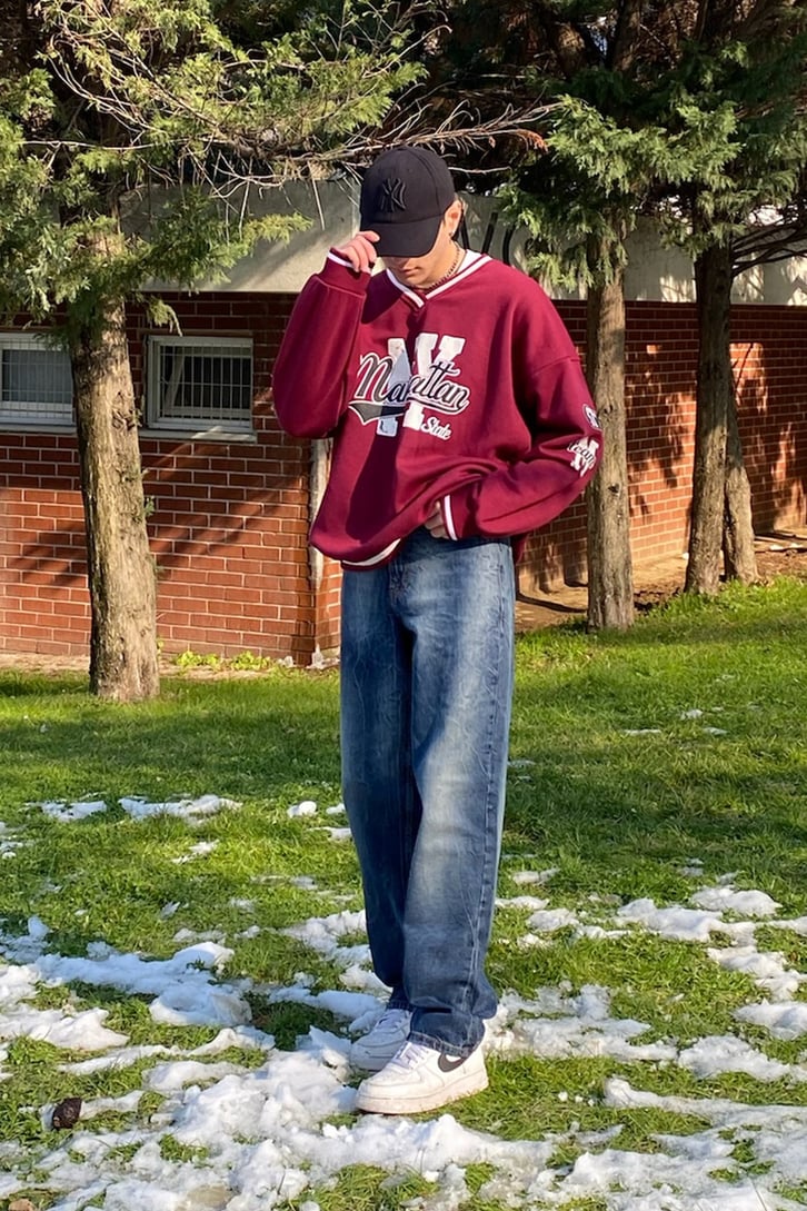 Manhattan Collage Style Oversize Bordo Sweatshirt