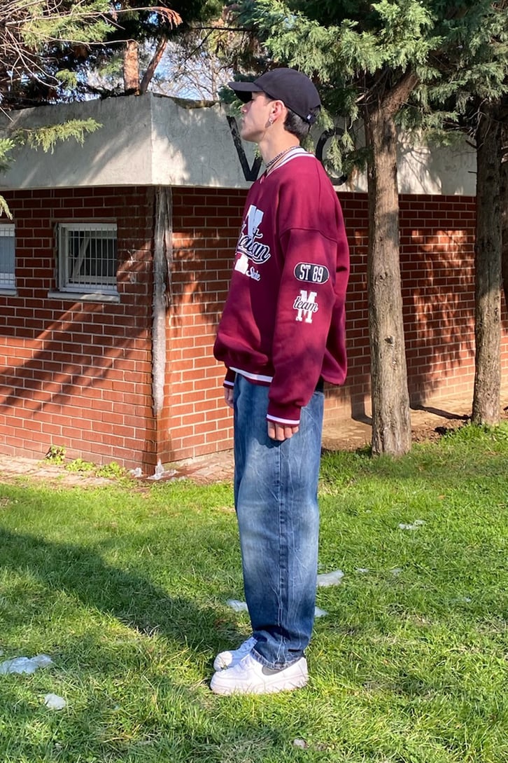 Manhattan Collage Style Oversize Bordo Sweatshirt