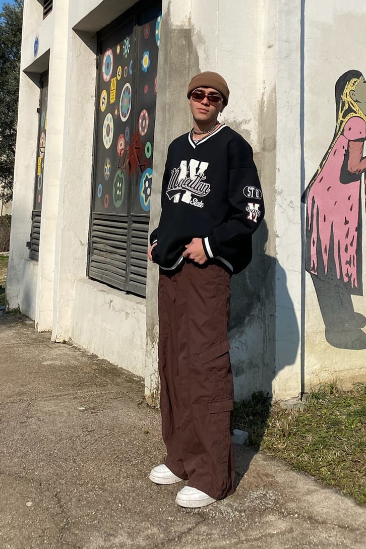 Manhattan Collage Style Oversize Siyah Sweatshirt