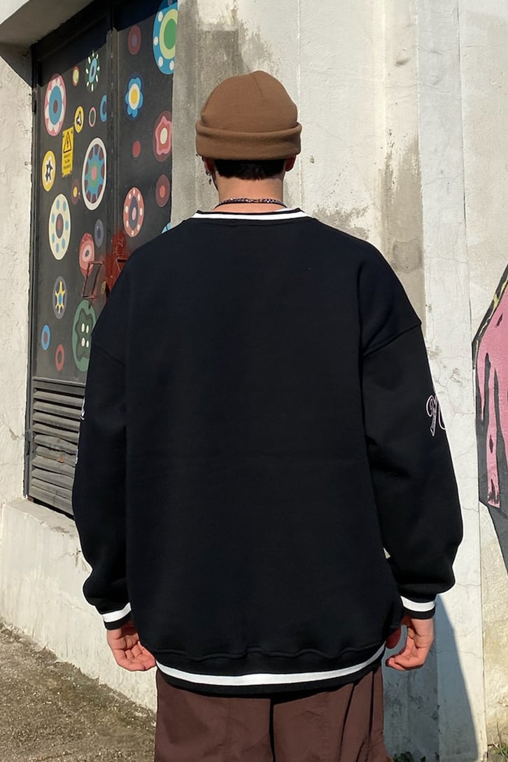 Manhattan Collage Style Oversize Siyah Sweatshirt
