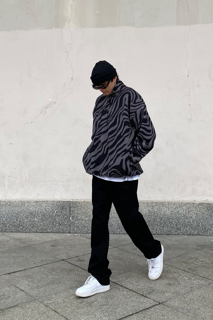 Marble Effect Oversize Peluş Sweatshirt