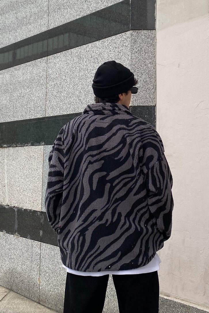 Marble Effect Oversize Peluş Sweatshirt