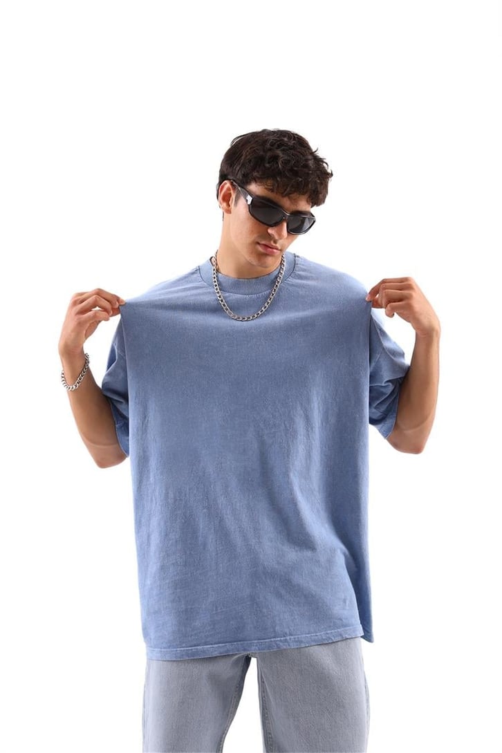 Maria by Fifty Baskılı Mavi Oversize Tshirt