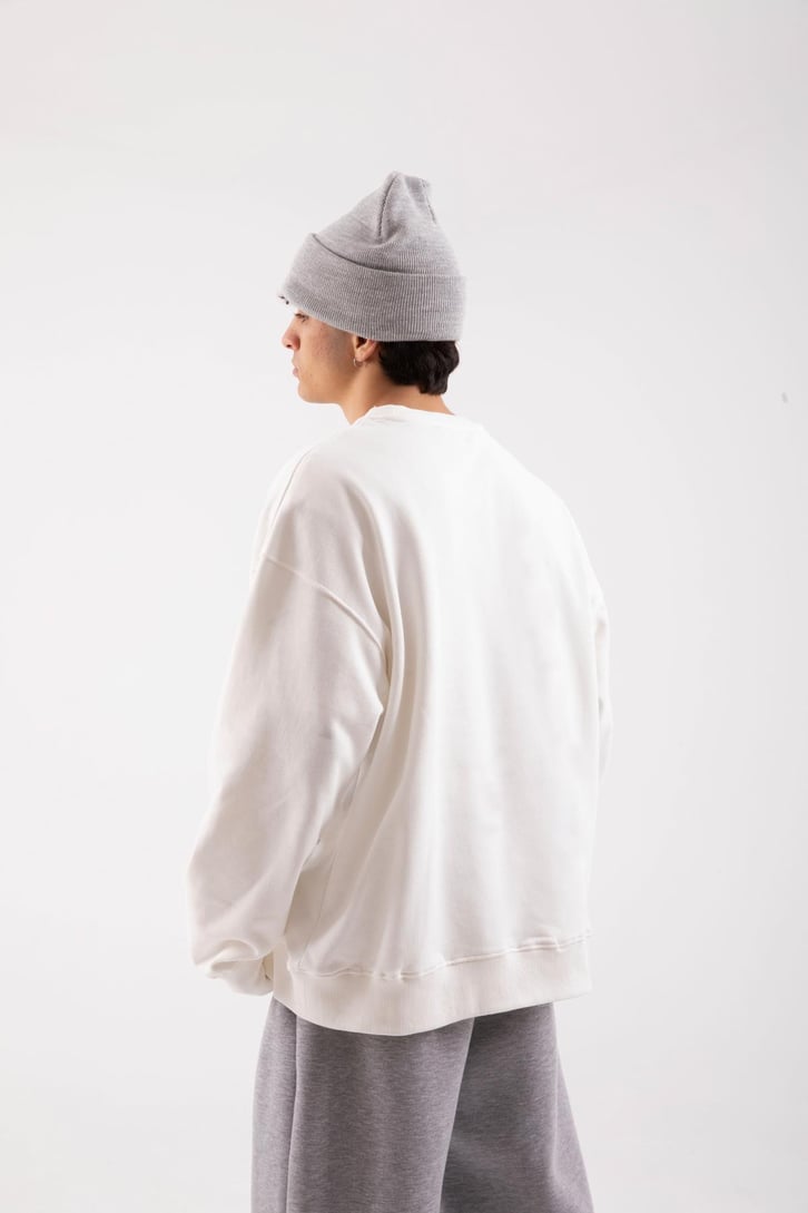 Maryland Baskılı Ekru Oversize Sweatshirt
