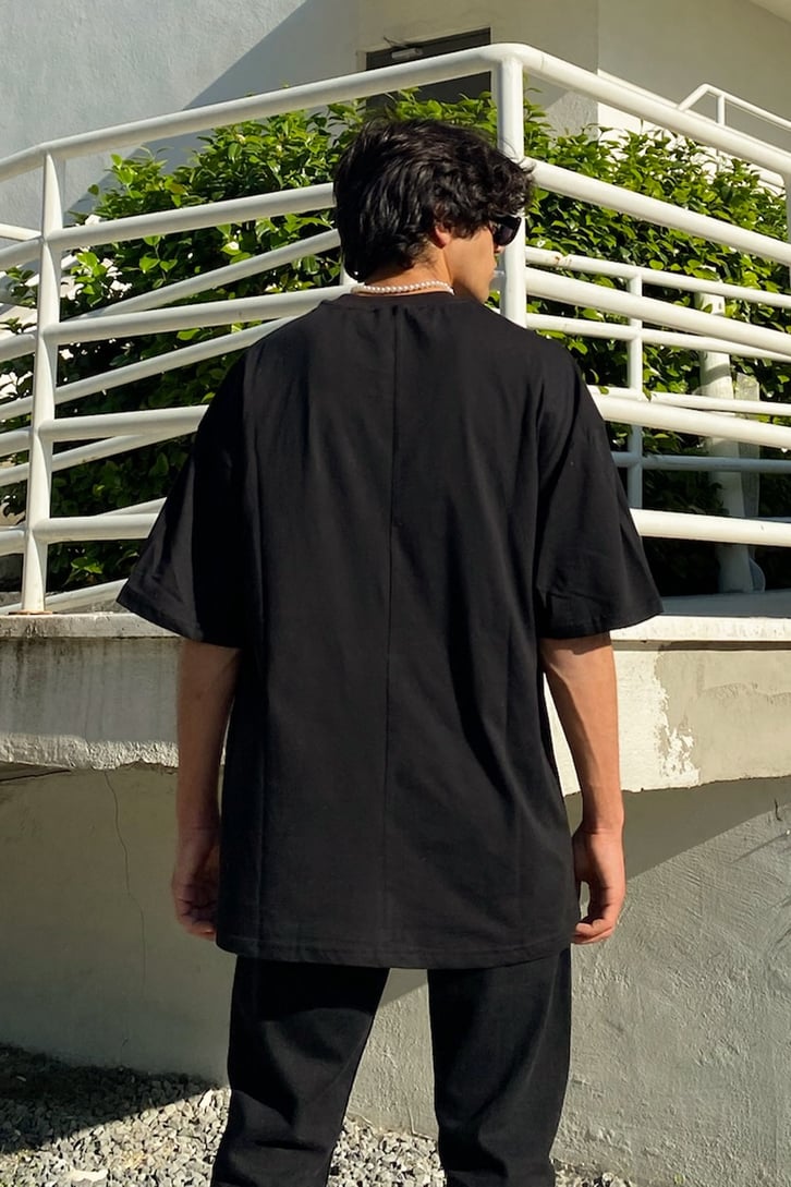 Masked Man Baskılı Oversize Tshirt