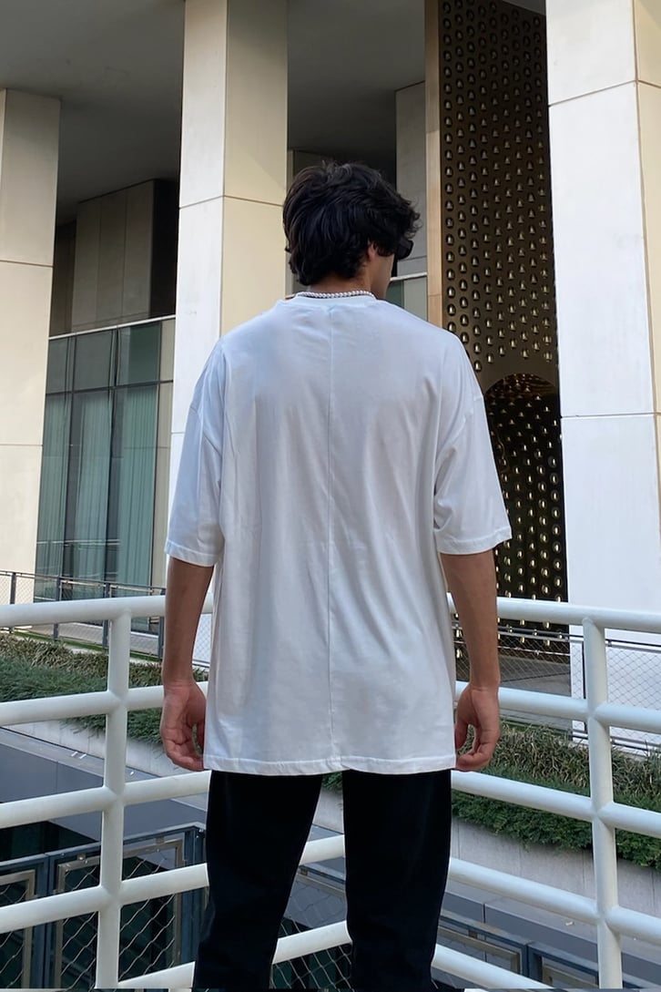 Masked Man Baskılı Oversize Tshirt