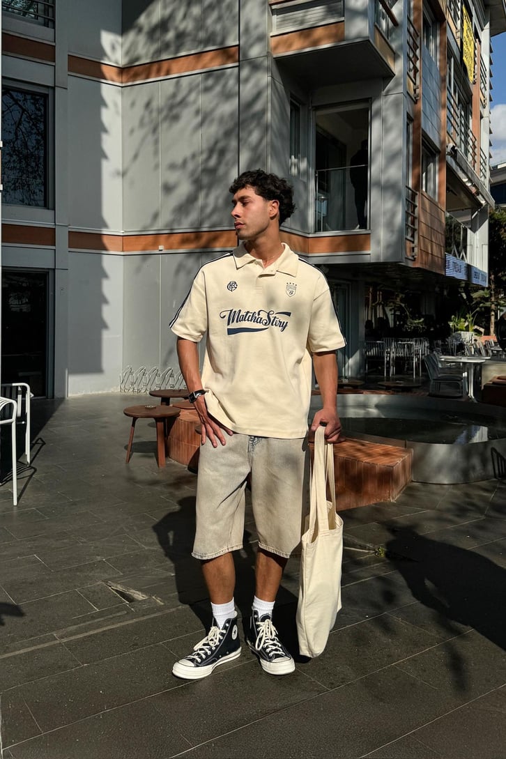 Matcha Story Baskılı Oversize Tişört