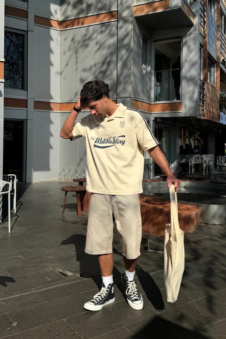 Matcha Story Baskılı Oversize Tişört