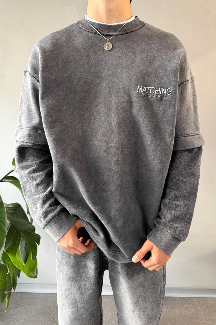 Matching Nakışlı Double Sleeve Tişört
