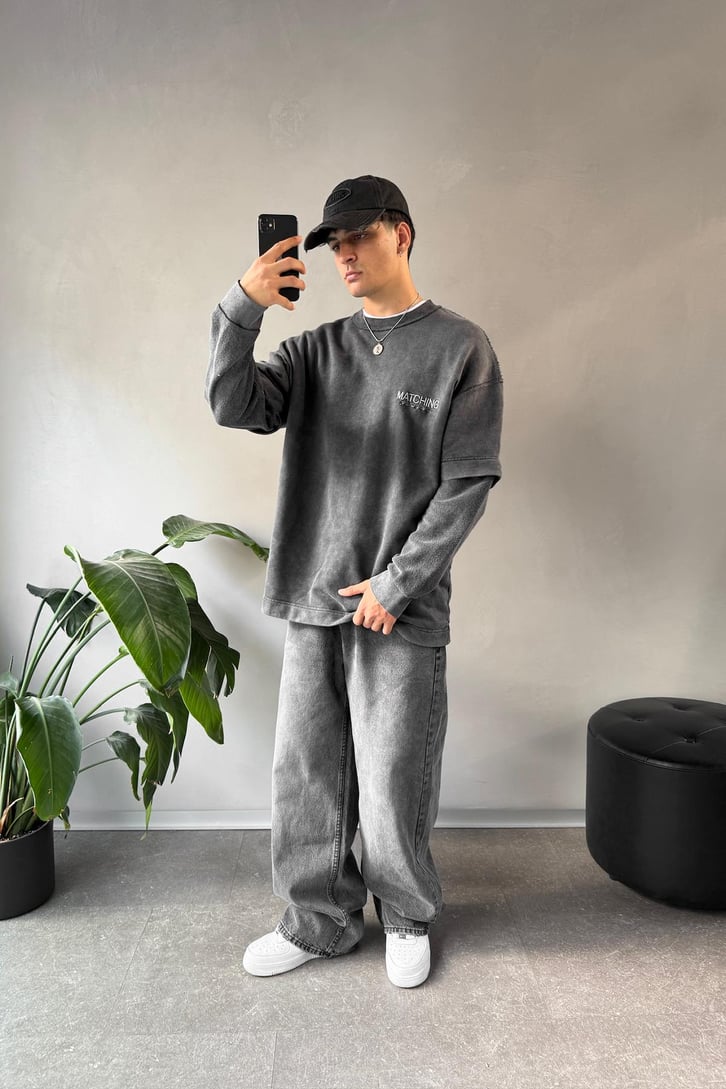 Matching Nakışlı Double Sleeve Tişört