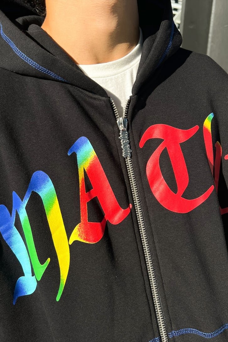 Matw Dikiş Detay Siyah Zip Oversize Sweatshirt