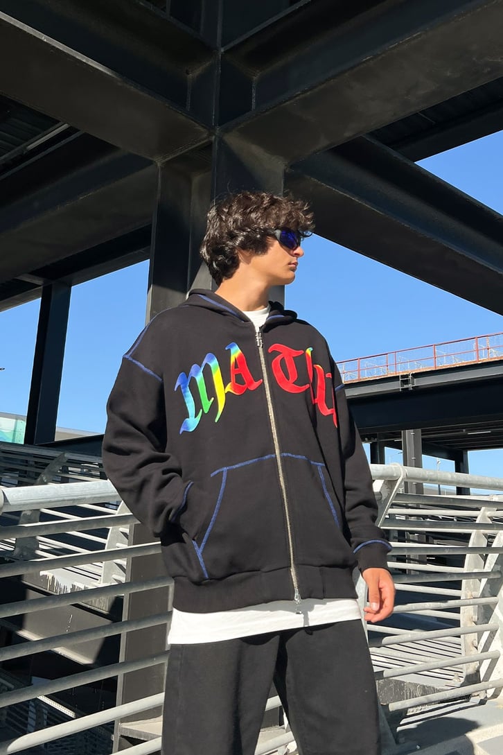 Matw Dikiş Detay Siyah Zip Oversize Sweatshirt