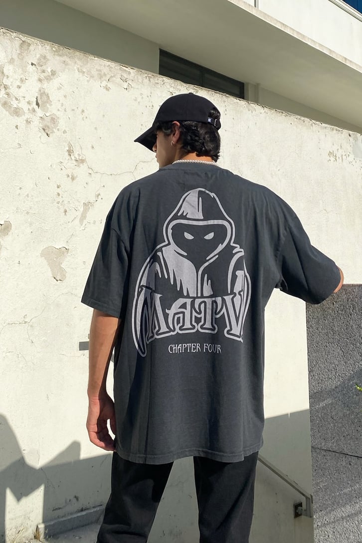 Matw Sırt Baskılı Acid Wash Oversize Tshirt