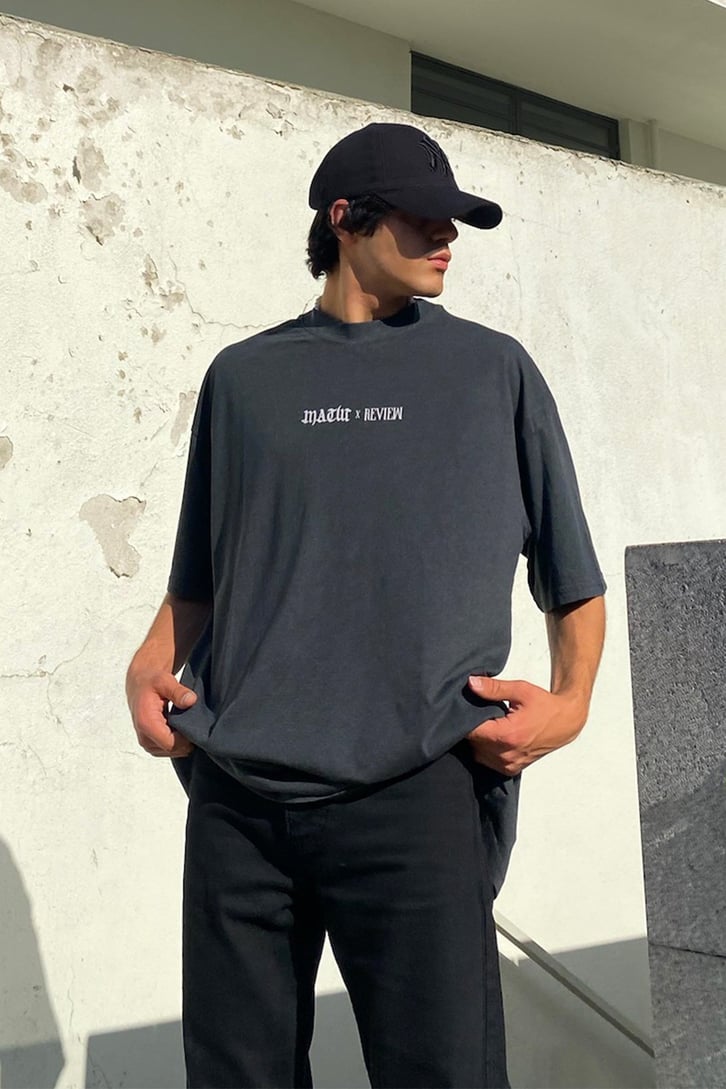 Matw Sırt Baskılı Acid Wash Oversize Tshirt