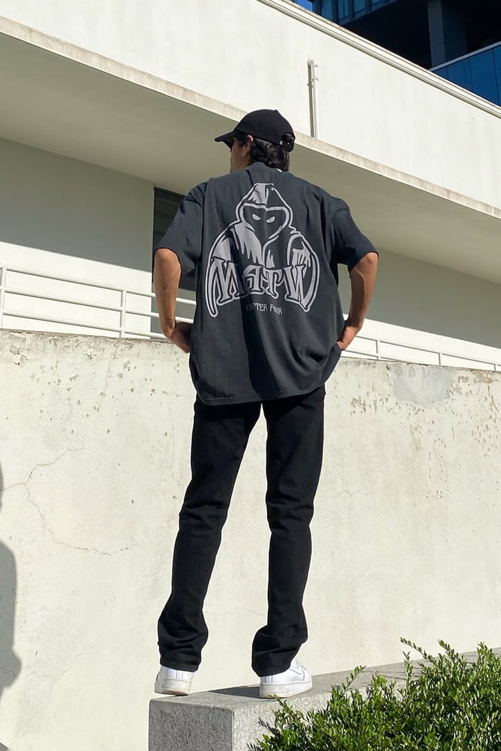 Matw Sırt Baskılı Acid Wash Oversize Tshirt