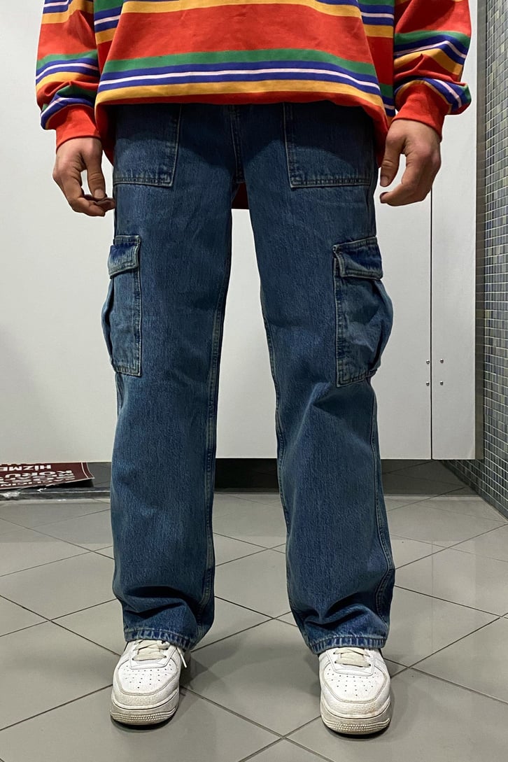 Mavi Taşlamalı Carpenter Losse Fit Jean