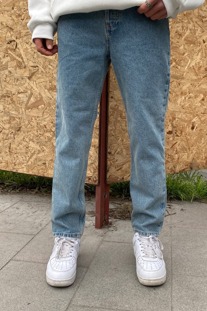 Mavi Taşlamalı Dad Fit Jean